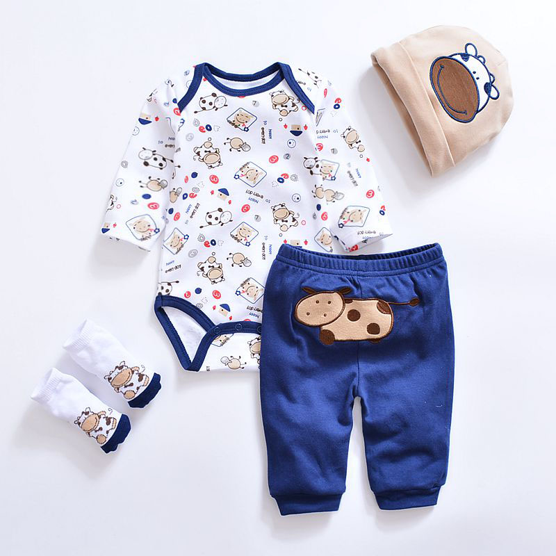 Newborn's Cute Romper, Pants, Hat and Socks Set