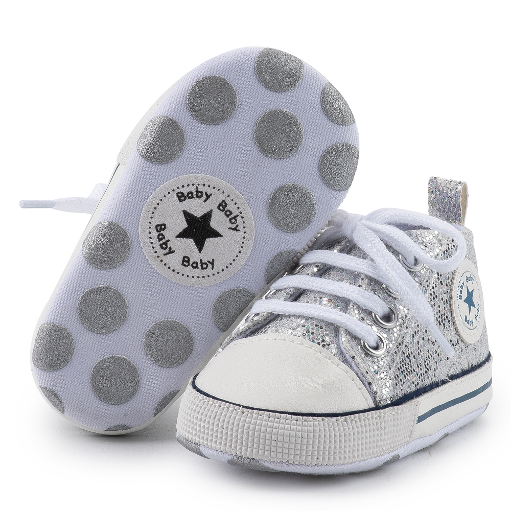 Shiny Baby Sports Sneakers Canvas Shoes Newborn Baby Boys Girls First Walkers Shoes Infant Toddler Soft Sole Anti-slip Baby Shoe