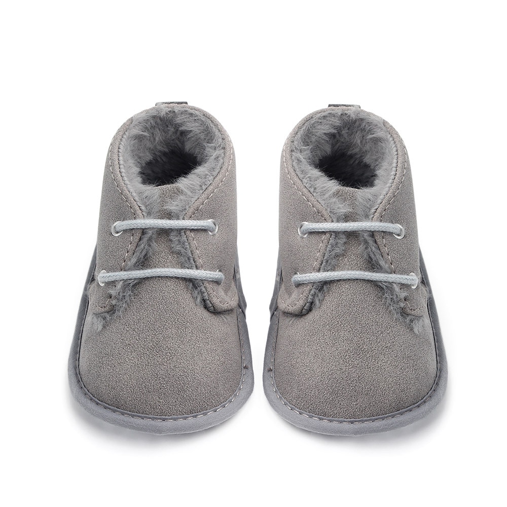 New 2018 In winter infant Keep warm Boots with thick fur PU Leather First walkers Crib baby Prewalkers lace-up Shoes