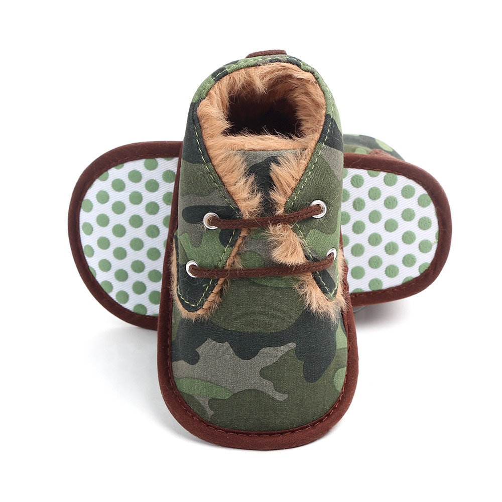 New 2018 In winter infant Keep warm Boots with thick fur PU Leather First walkers Crib baby Prewalkers lace-up Shoes