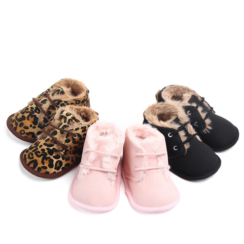 New 2018 In winter infant Keep warm Boots with thick fur PU Leather First walkers Crib baby Prewalkers lace-up Shoes