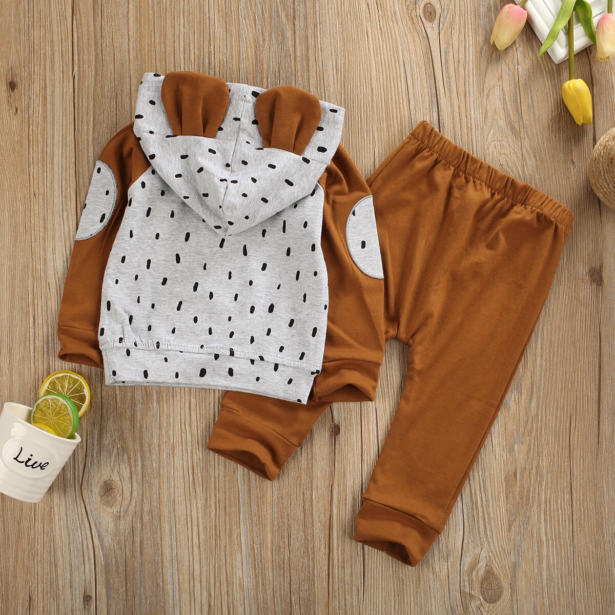 kids newborn boy two pieces sets long sleeve bear infant hoodie pant tracksuit set baby boy clothes