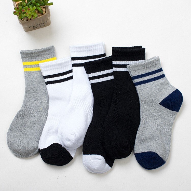 5 pairs / lot Children Socks Spring & Autumn Stripe High Quality Cotton Brand student Kids Socks 4-12 Year Baby Boys Socks