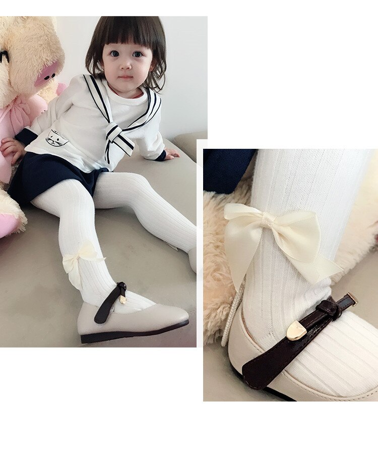 YWHUANSEN 0-10 Yrs Children Spring Autumn Winter Bowknot Tights Cotton Baby Girls Pantyhose Kids Infant Knitted Collant Tights