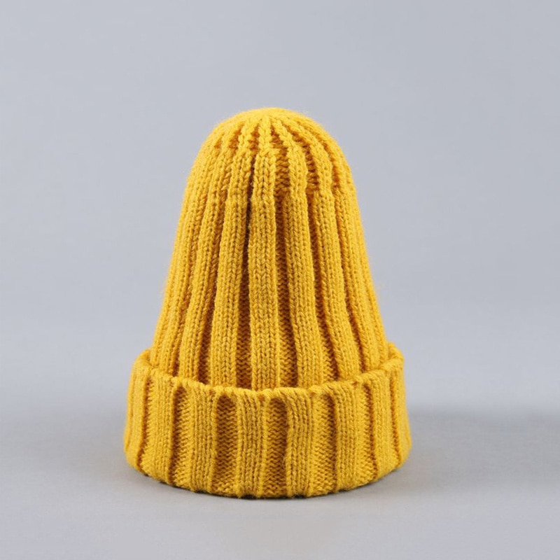 Girl's Knitted Solid Color Beanie Hat