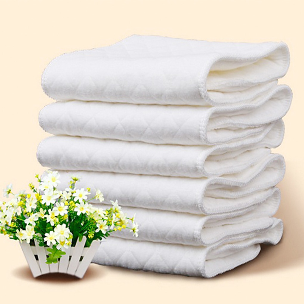 10pcs Reusable Baby Diapers Cloth Diaper Inserts 1 piece 3 Layer Insert 100% Cotton Washable Babies Care Eco-friendly Diaper
