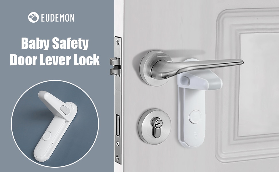 EUDEMON Door Lever Lock, Baby Proofing Door Handle Lock,Childproofing Door Knob Lock Easy to Install and Use 3M VHB Adhesive