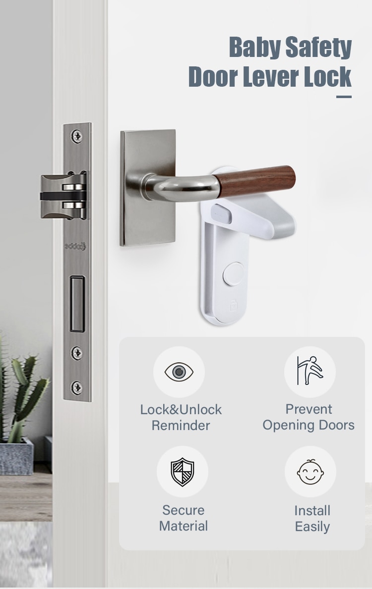 EUDEMON Door Lever Lock, Baby Proofing Door Handle Lock,Childproofing Door Knob Lock Easy to Install and Use 3M VHB Adhesive