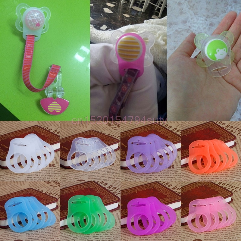 Baby Dummy Pacifier Holder Clip Adapter for MAM Ring 5PCS Multi Colors Silicone Button for newborn baby accessories